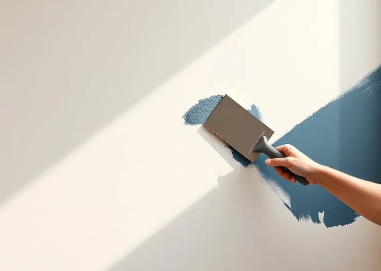 Application d'un enduit décoratif à la lisseuse sur un mur