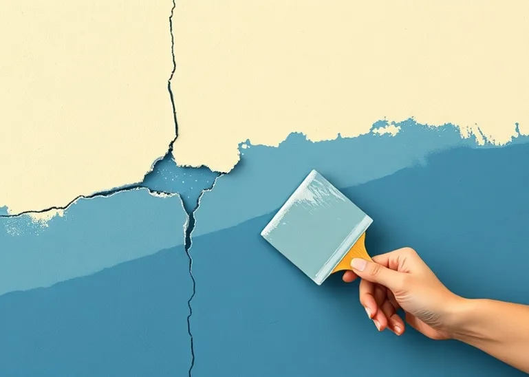 Ponçage et rebouchage des fissures avant mise en peinture
