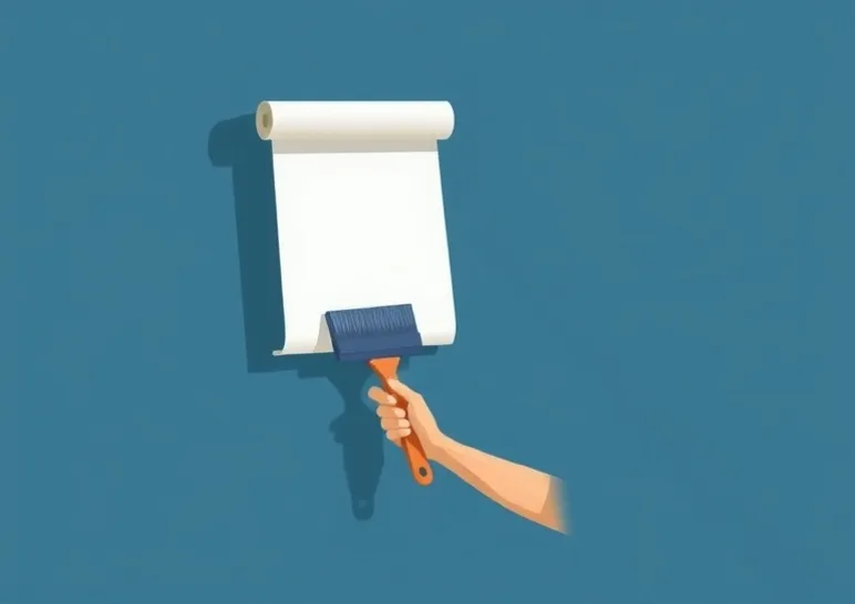 Pose de papier peint, rouleau et brosse à maroufler